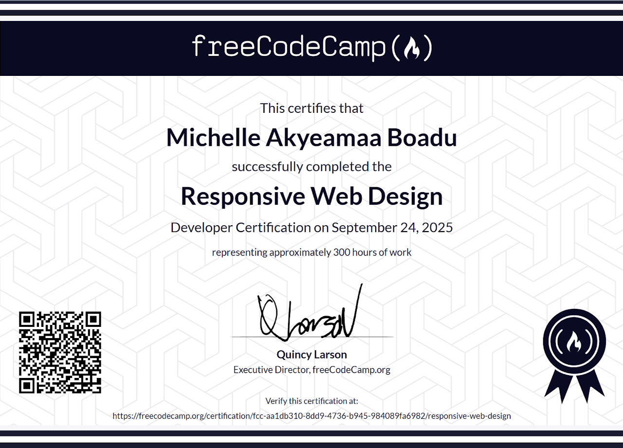 Michelle Boadu Certificate 5