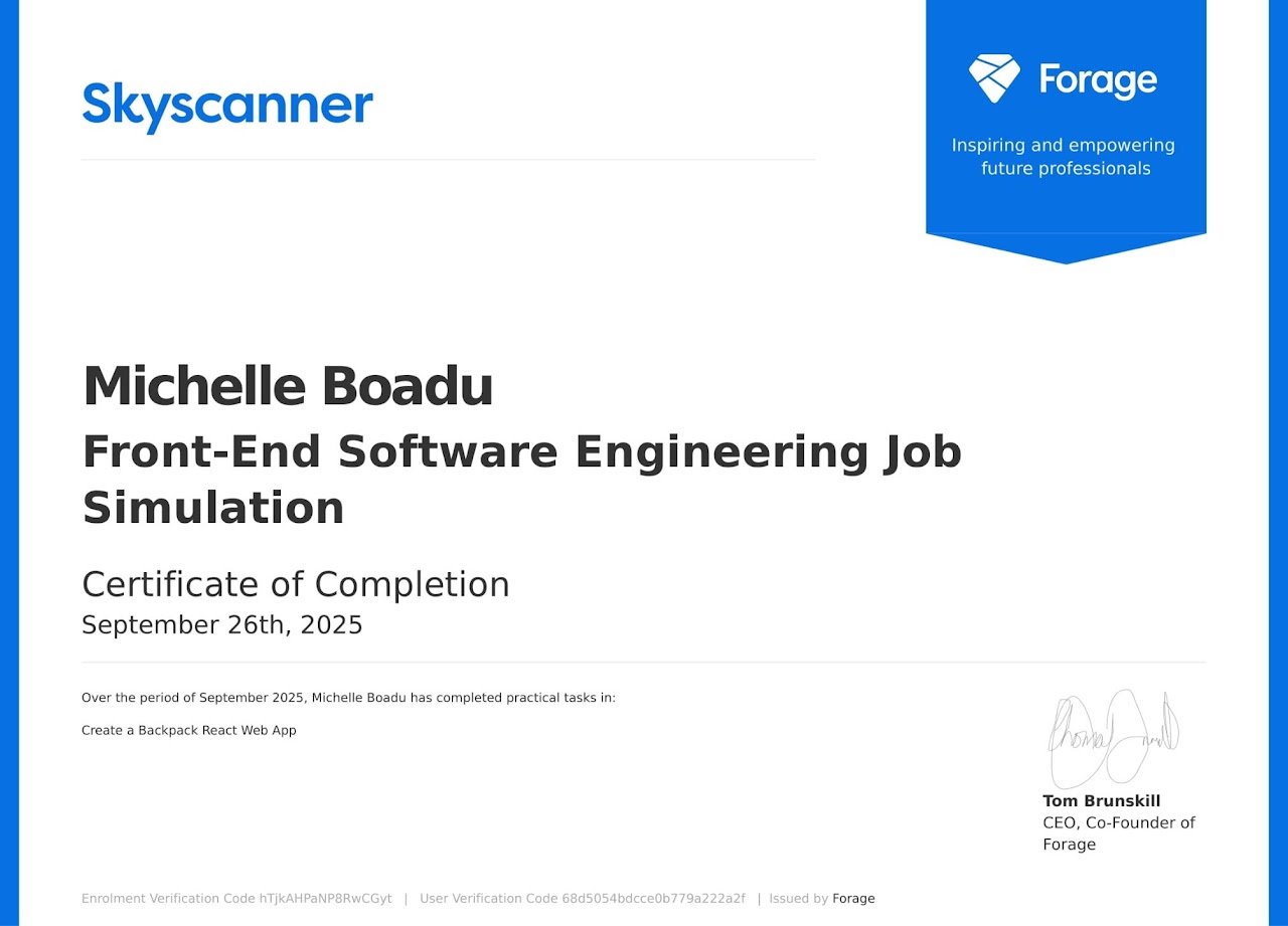 Michelle Boadu Certificate 8